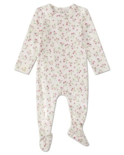Minimoi Babies'  Floral Pointelle Footie In Pink