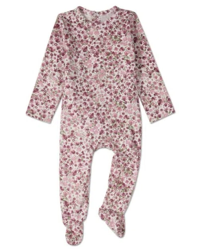 Minimoi Babies'  Florets Cotton Rich Floral Footie In Pink