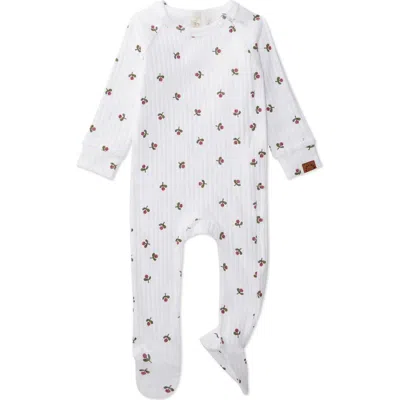 Minimoi Kids'  Flower Bud Cotton Rich Footie In Blue