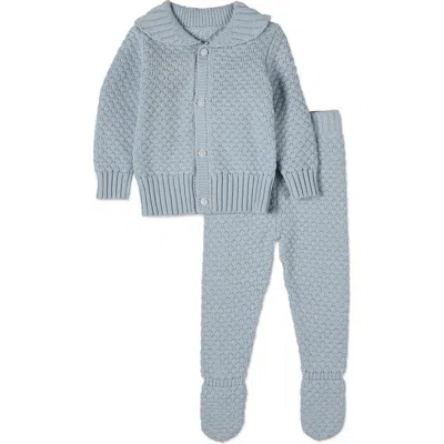 Minimoi Kids'  Infant Cotton Knit Cardigan Set In Blue