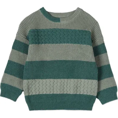 Minimoi Babies'  Kid's 2-tone Striped Cotton Pullover Sweater In Blue