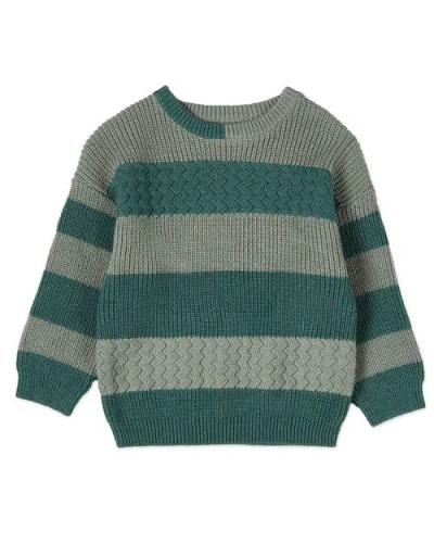 Minimoi Kid's 2-tone Striped Cotton Pullover Sweater In Blue