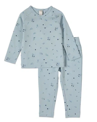 Minimoi Babies'  Kid's Brightest Star Cotton V-neck Pajama Set In Blue