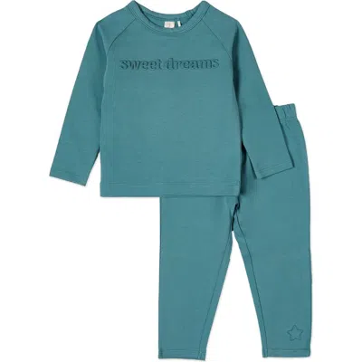 Minimoi Kid's Cotton Fleece 3d Embossed Pajama Set In White