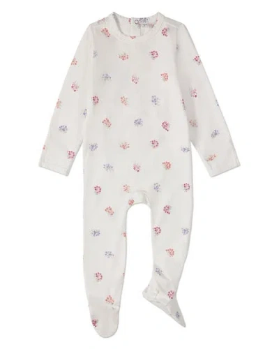 Minimoi Kid's Floral Print Cotton Rich Footie In White