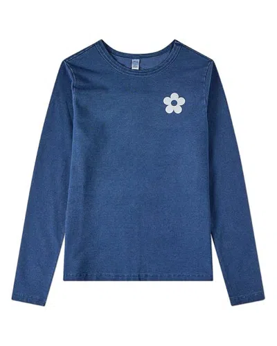 Minimoi Kid's Flower-graphic Long-sleeve (big Kid) In Dark Denim