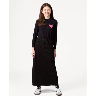 Minimoi Kid's Heart Graphic Trimmed Pocket Long Sleeve (big Kid) In Black