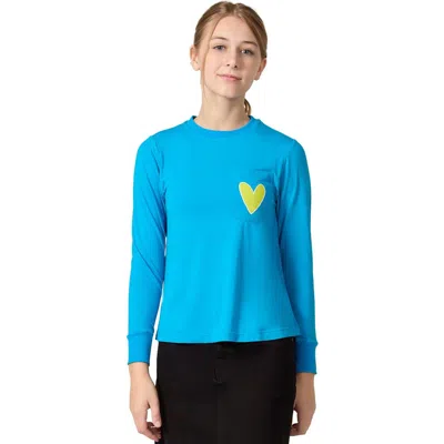 Minimoi Kid's Heart Graphic Trimmed Pocket Long Sleeve (big Kid) In Electric Blue