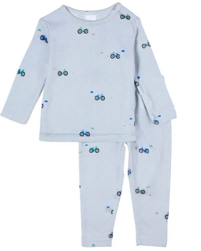 Minimoi Kid's Living The Bike Life Pajama Set In Blue