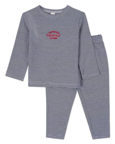 Minimoi Kid's Mini-stripe Generation Pajama Set In Gray