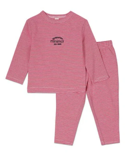 Minimoi Kid's Mini-stripe Generation Pajama Set In Pink