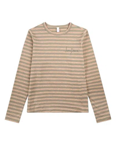 Minimoi Kid's Nautical Striped Long Sleeve (big Kid) In Olive