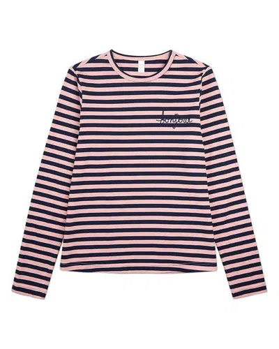 Minimoi Kid's Nautical Striped Long Sleeve (big Kid) In Pink