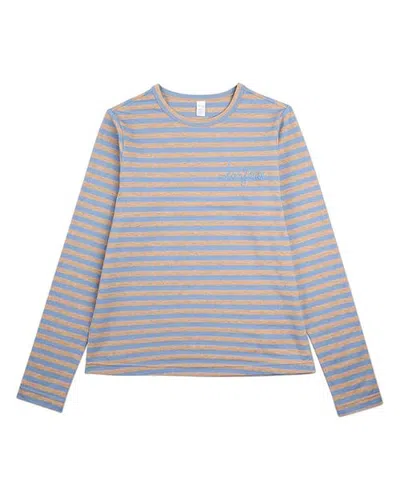 Minimoi Kid's Nautical Striped Long Sleeve (big Kid) In Sky Blue