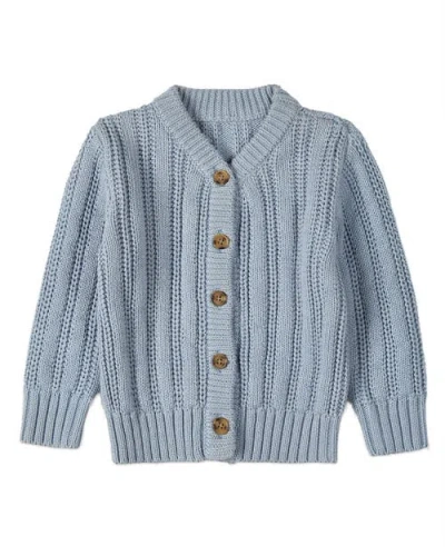 Minimoi Kid's Oversized Cable-knit Cardigan Sweater In Blue
