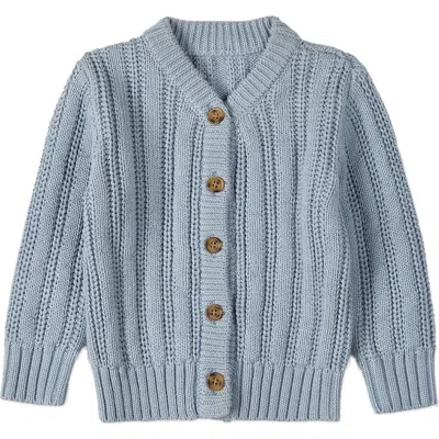 Minimoi Kid's Oversized Cable-knit Cardigan Sweater In Blue