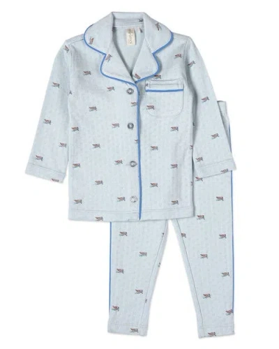 Minimoi Kid's Row Your Boat Gently Pointelle Pajama Set In Blue