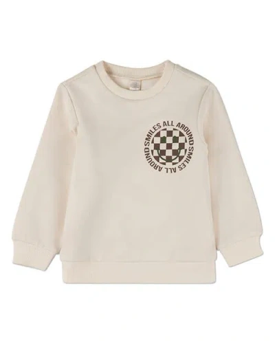 Minimoi Kid's Smiles All Around Crewneck Sweatshirt In Ivory