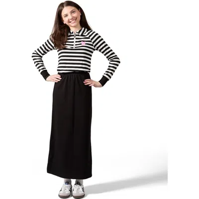 Minimoi Kid's Striped Mini-ribbed Quarter Zip Long Sleeve (big Kid) In Black