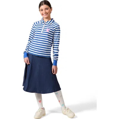 Minimoi Kid's Striped Mini-ribbed Quarter Zip Long Sleeve (big Kid) In Blue