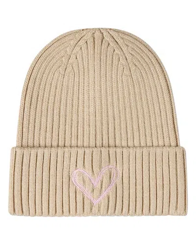 Minimoi Kids' Heart Pop Chunky-ribbed Embroidered Cuffed Beanie (little Kid & Big Kid) In Oatmeal
