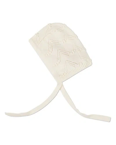 Minimoi Kids'  Pointelle Knit Bonnet With Strings In Gray
