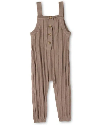 Minimoi Kids'  Raised 3d Knit Ribbed Jumpsuit In Almond