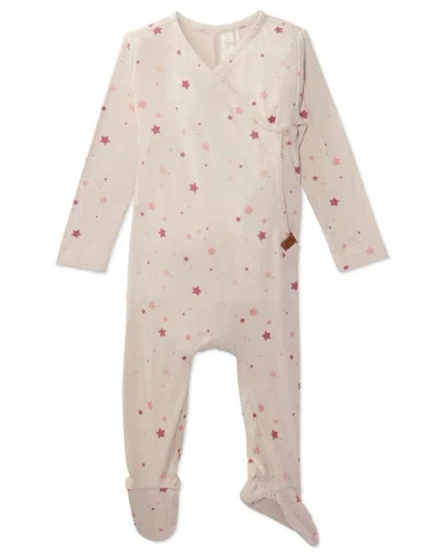 Minimoi Kids'  Ribbed Rayon Star-studded Footie In Pink