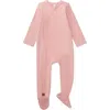 Minimoi Kids'  Ribbed Solid Cotton Side Snap Footie In Pink