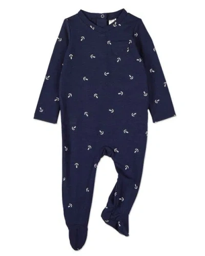 Minimoi Kids'  Seas The Day Rayon Blend Footie In Blue