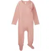 Minimoi Kids'  Solid Ribbed Cross Over Tie Footie In Pink