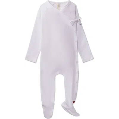 Minimoi Kids'  Solid Ribbed Cross Over Tie Footie In White