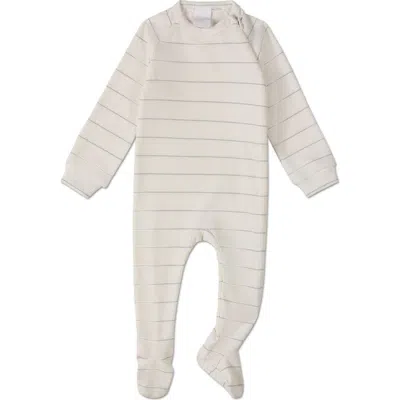 Minimoi Kids'  Unisex Baby Metallic Striped Side-zipper Footie In Neutral