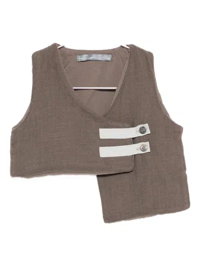 Minimu' Babies' Button Detail Vest In Brown