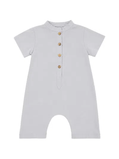 Minimu' Babies' Button-fastening Short-sleeve Jumpsuit In Gray