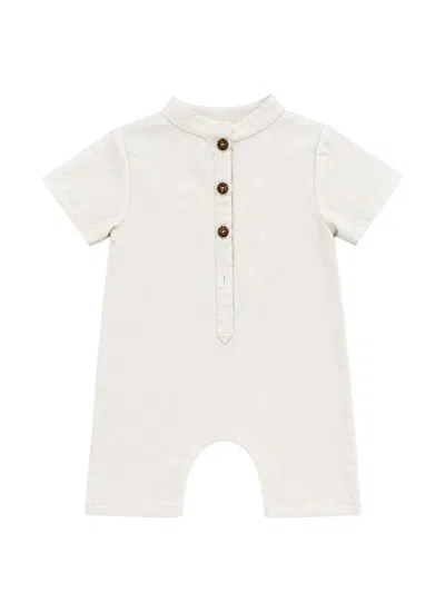 Minimu' Babies' Button-fastening Short-sleeve Romper In Neutral