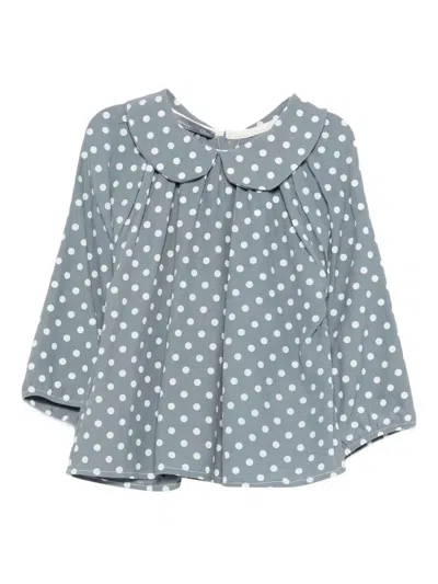 Minimu' Babies' Polka Dot Collared Top In Gray