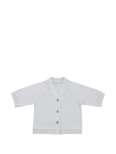 Minimu' Babies' Raglan-sleeve Button-down Sweatshirt In Gray