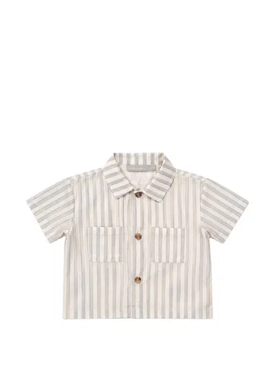 Minimu' Babies' Striped Short-sleeve Shirt In Blue