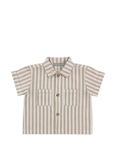 Minimu' Babies' Striped Short-sleeve Shirt In Neutral