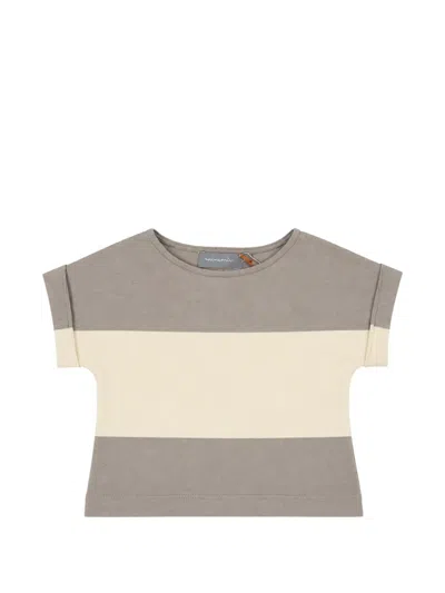 Minimu' Striped Turn-up Sleeve T-shirt In Gray