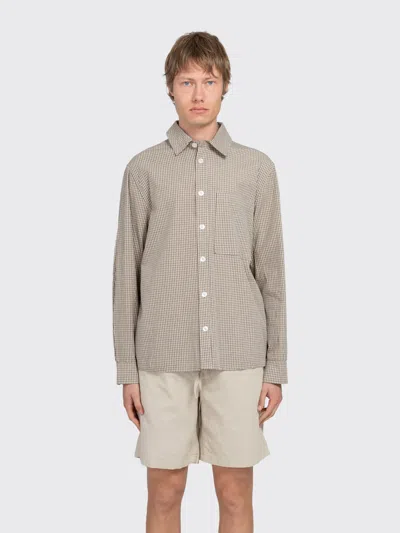 Minimum Ace Relaxed Long Sleeve Check Shirt In Neutral