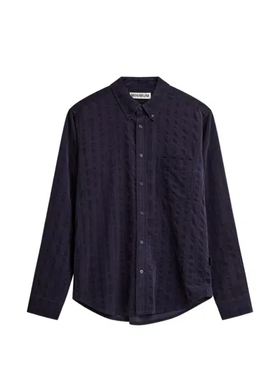 Minimum Colt Button-down Textured Shirt In Blue