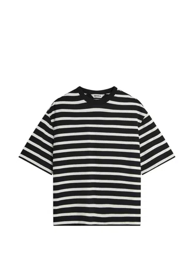 Minimum Dorian Striped Crew-neck T-shirt In Black