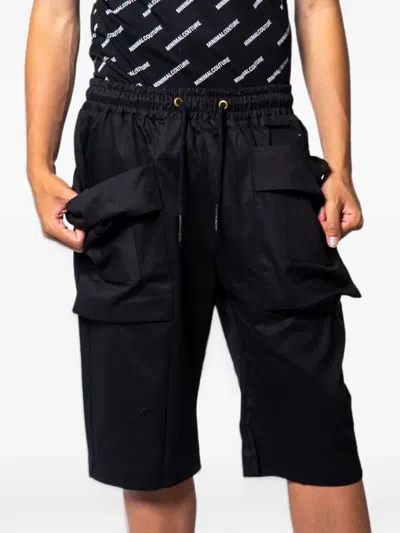 Minimum Drawstring Cargo Shorts In Black