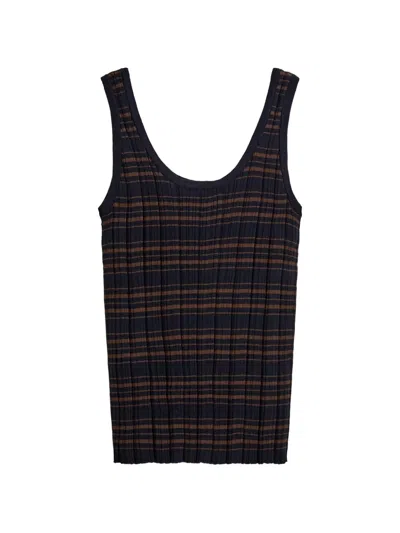 Minimum Semra Striped Ribbed Top In Black