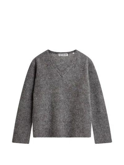 Minimum Gina V-neck Sweater In Grey