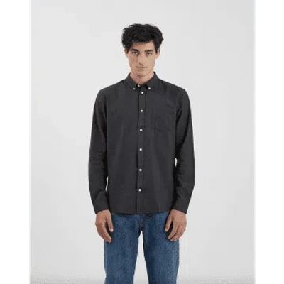 Minimum Jay 3.0 0063 Long Sleeved Shirt Carbon Melange In Black