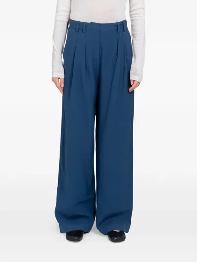 Minimum Lunay Pleated Wide-leg Trousers In Blue