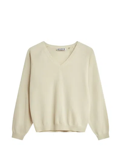 Minimum Minna V-neck Sweater In Neutral